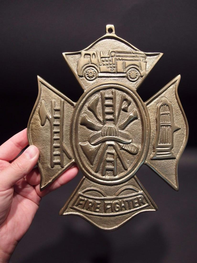 Brass Fire Fighter Plaque Fire Mark Sign (1 of 4)