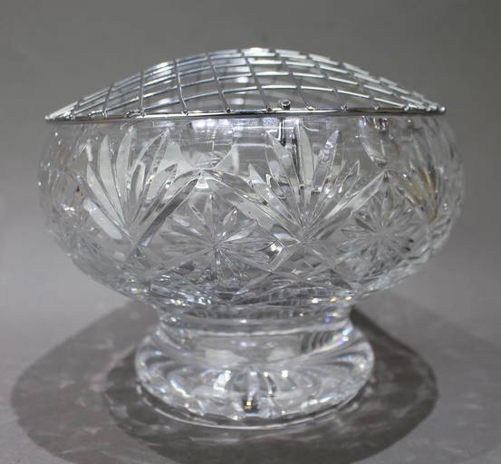 Vintage Cut Glass Crystal Rose Bowl