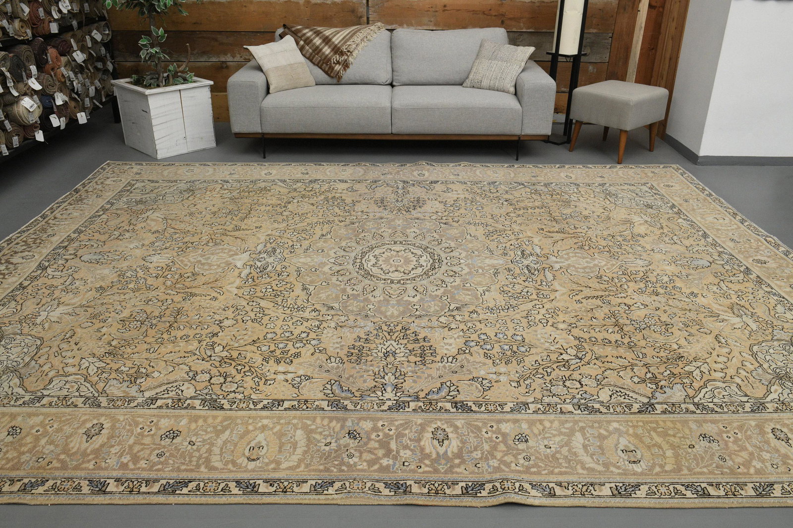 10' X 12'9 Ft One-of-a-kind Rug: Title: 10' X 12'9 Ft One-of-a-kind Rug Origin: Turkey Date/Period: 1960 - 1970 Dimension: Width: 10 feet Length: 12.9 feet Materials: Wool and Cotton Description: This Turkish one-of-a-kind Anatolian 