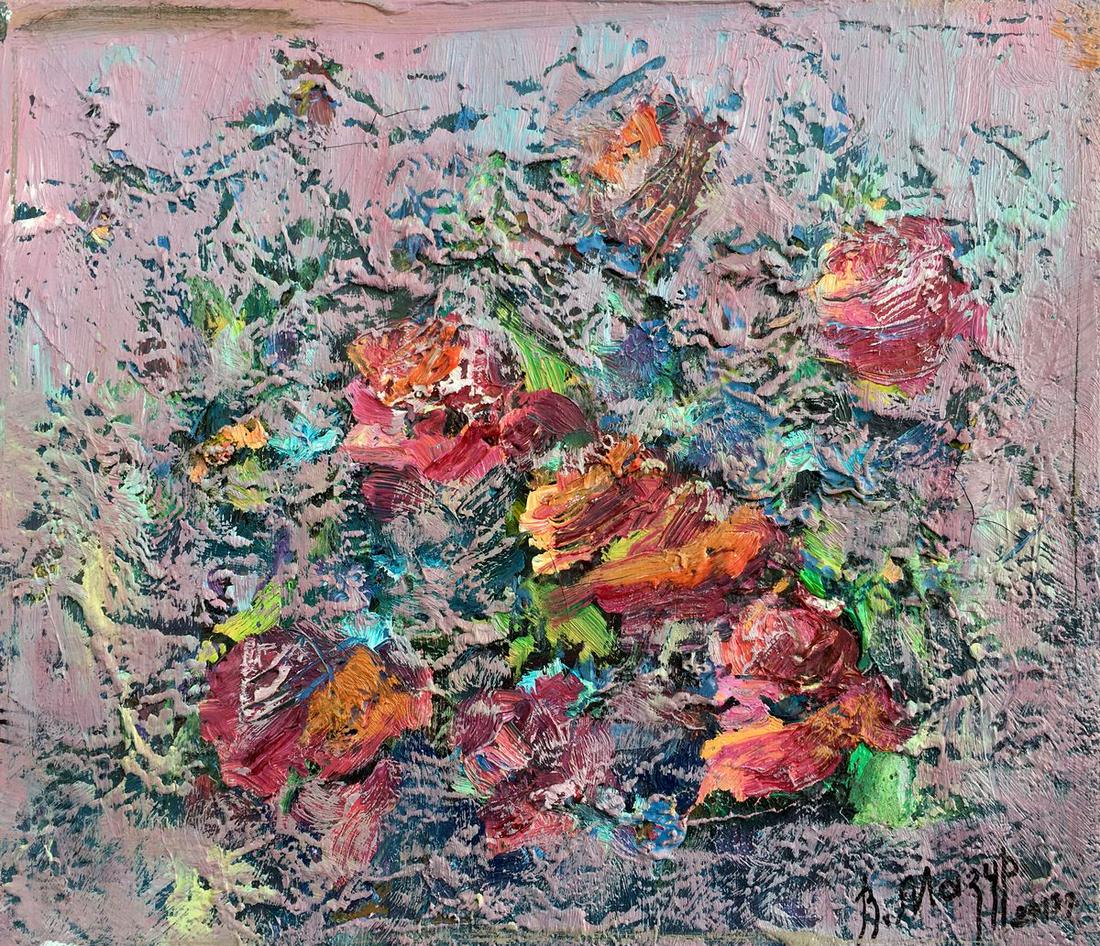 Abstract oil painting Pink roses Mazur Vladimir (1 of 9)
