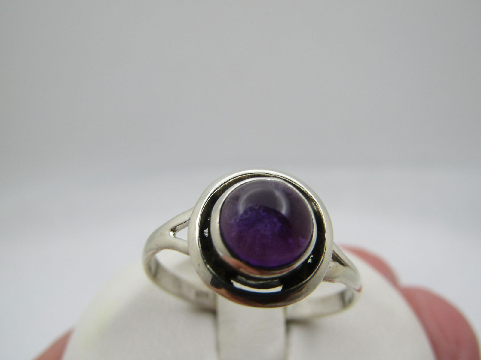 Sterling Round Amethyst Ring, Sz. 9.25,  Modern (1 of 9)