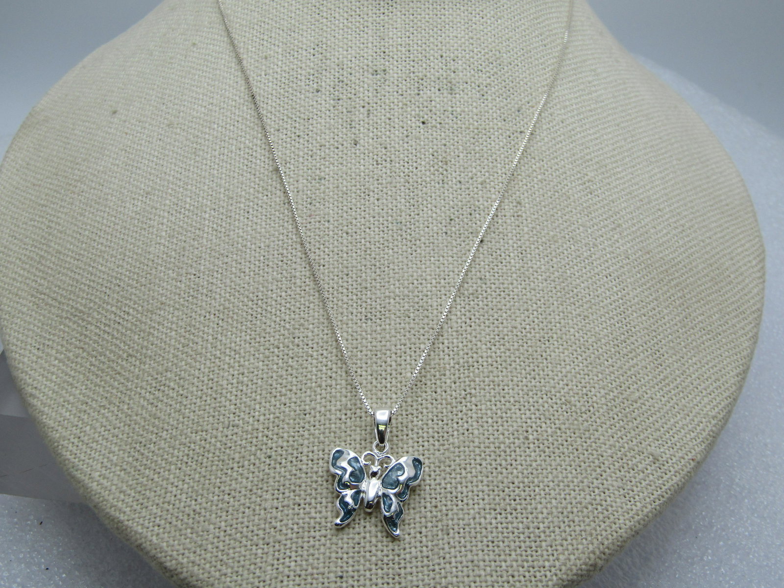Sterling Silver Enameled Butterfly Necklace, 16" (1 of 7)