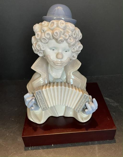 LLADRO 5585 Fine Melody Circus Clown Bust Head Accordion Music Retire W/Box Base (1 of 6)