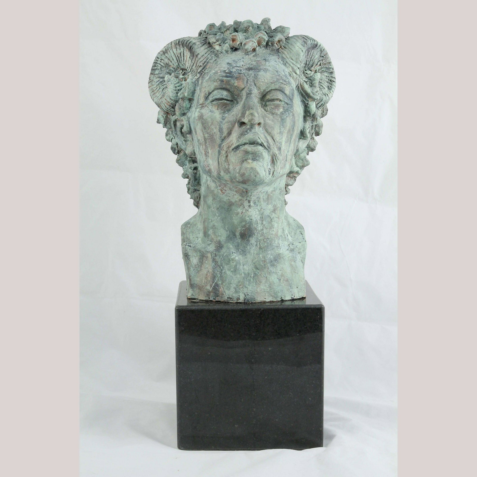 X-Lg Ceramic Sculpture/Bust Satyr Mexico Fine Art D. Serrano Signed (1 of 11)