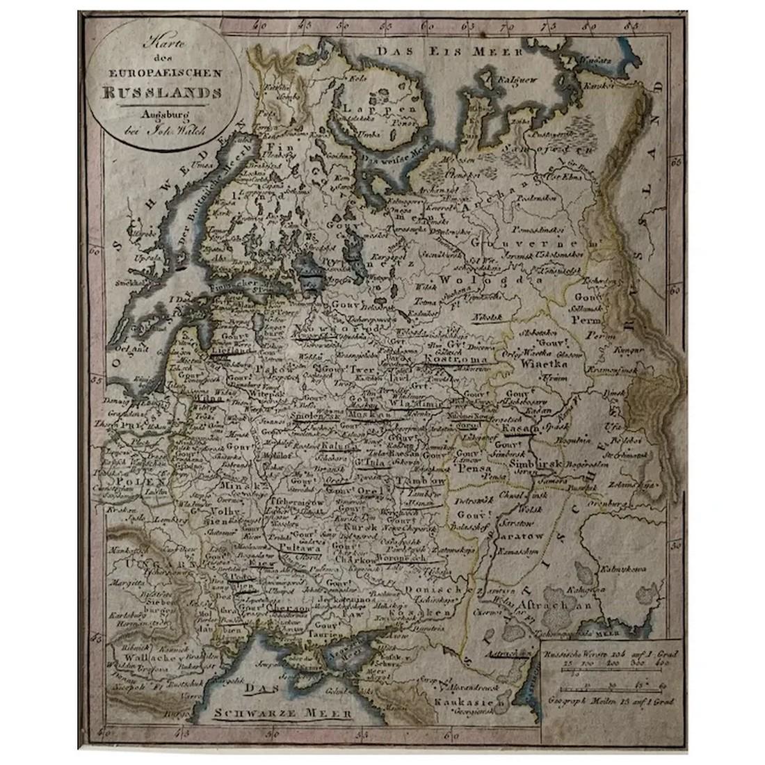 Map of European Russia by J. Walch - 1812 engraving (1 of 5)