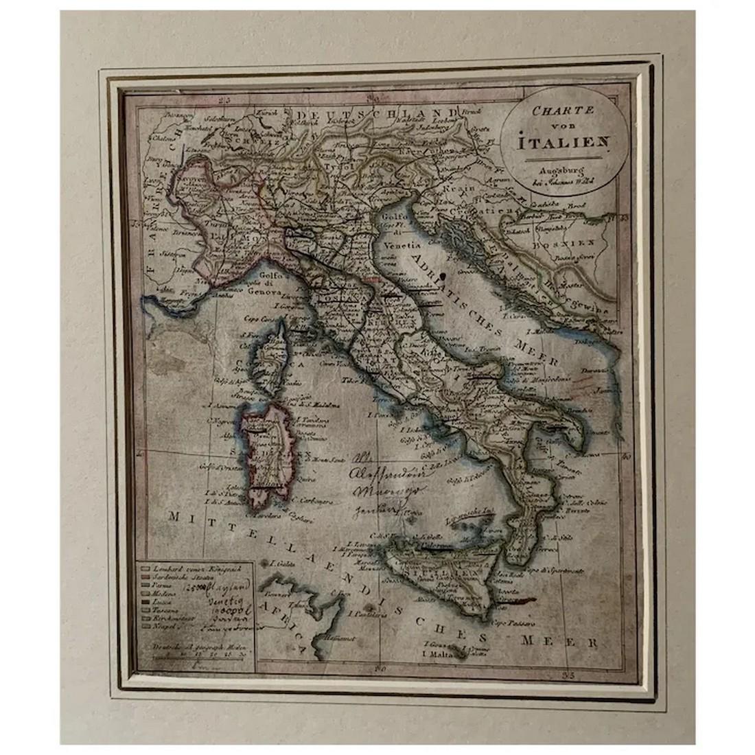 Map of Italy - Johannes Walch in Augsburg - c. 1818 (1 of 4)