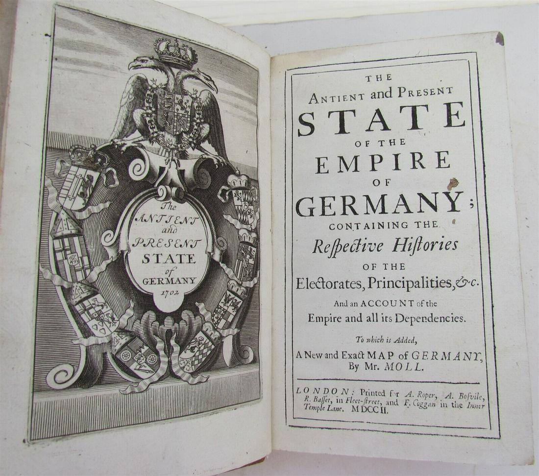 1702 Antient & Present State of the Empire of Germany antique w/ MAP in ENGLISH (1 of 5)