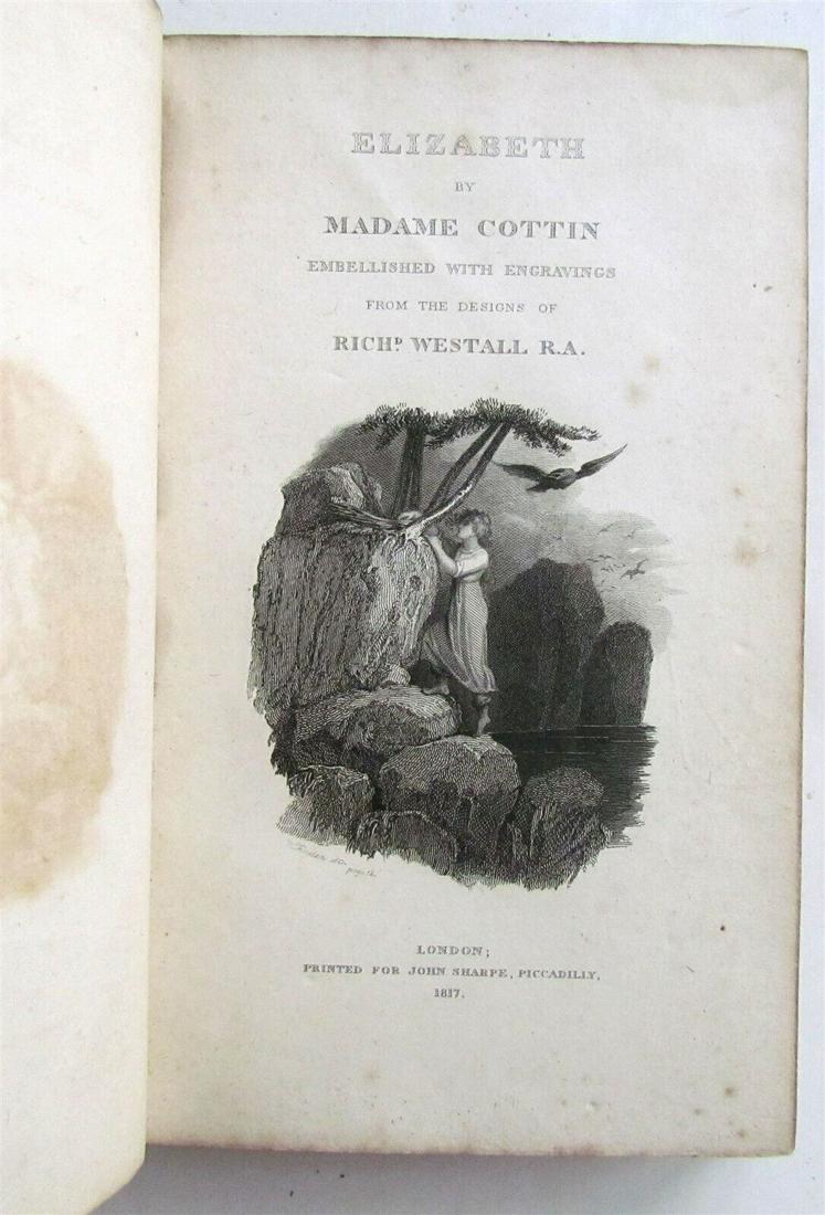 1818 ELIZABETH or THE EXILES of SIBERIA antique: London, Printed for John Sharpe, 1818 From the French of Madame Cottin Size 4 by 6.5" 184 pages Some foxing. Leather bound. Spine repaired. Otherwise very good condition. Text in English Reserve: $40.