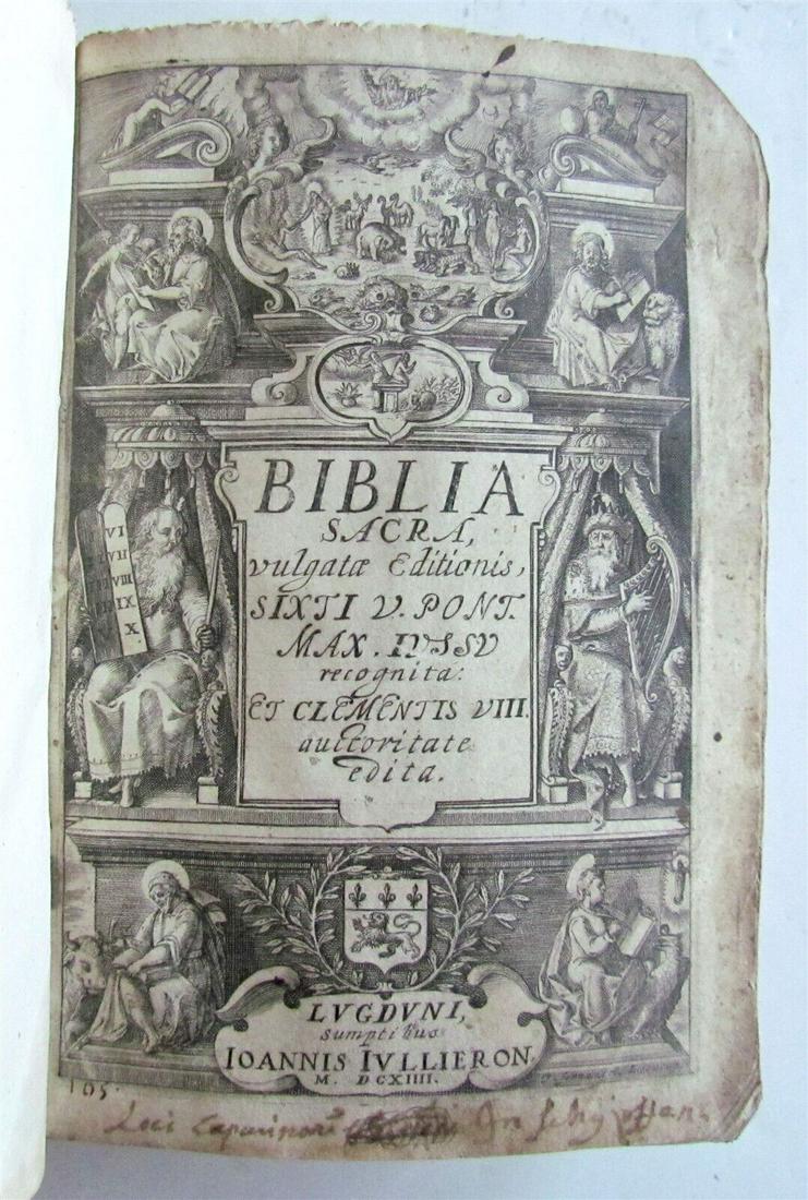 1614 BIBLE BIBLIA SACRA in LATIN antique OLD & NEW TESTAMENT (1 of 10)