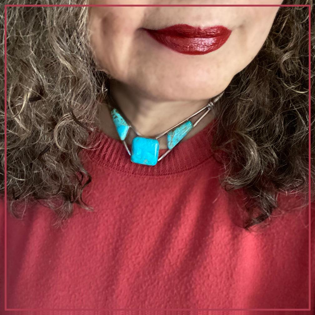 Sterling Collar with Turquoise Stones (1 of 3)