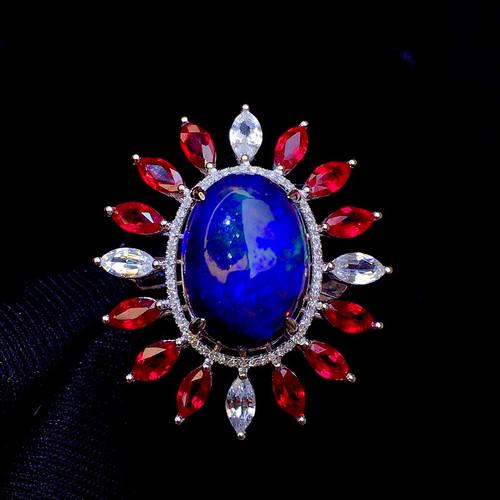 18K White Gold 3.8 CT Opal & Diamond Ring (1 of 6)