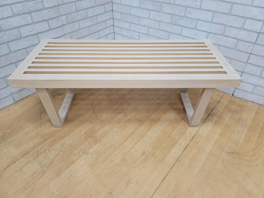 Mid Century Modern Wood Slat Bench Coffee Table (1 of 5)