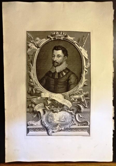 1743 Large Fine Houbraken Engraving Sir Francis Drake (1 of 3)