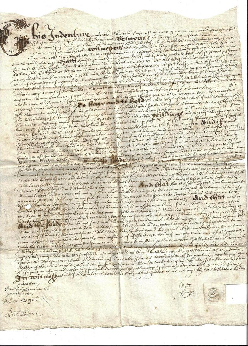 1651 English Indenture Property in York (1 of 2)