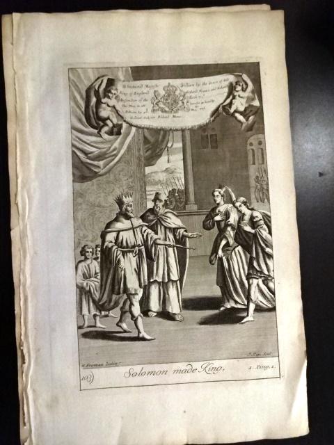 1712 Two Engraved Leaves Bible Solomon (1 of 3)