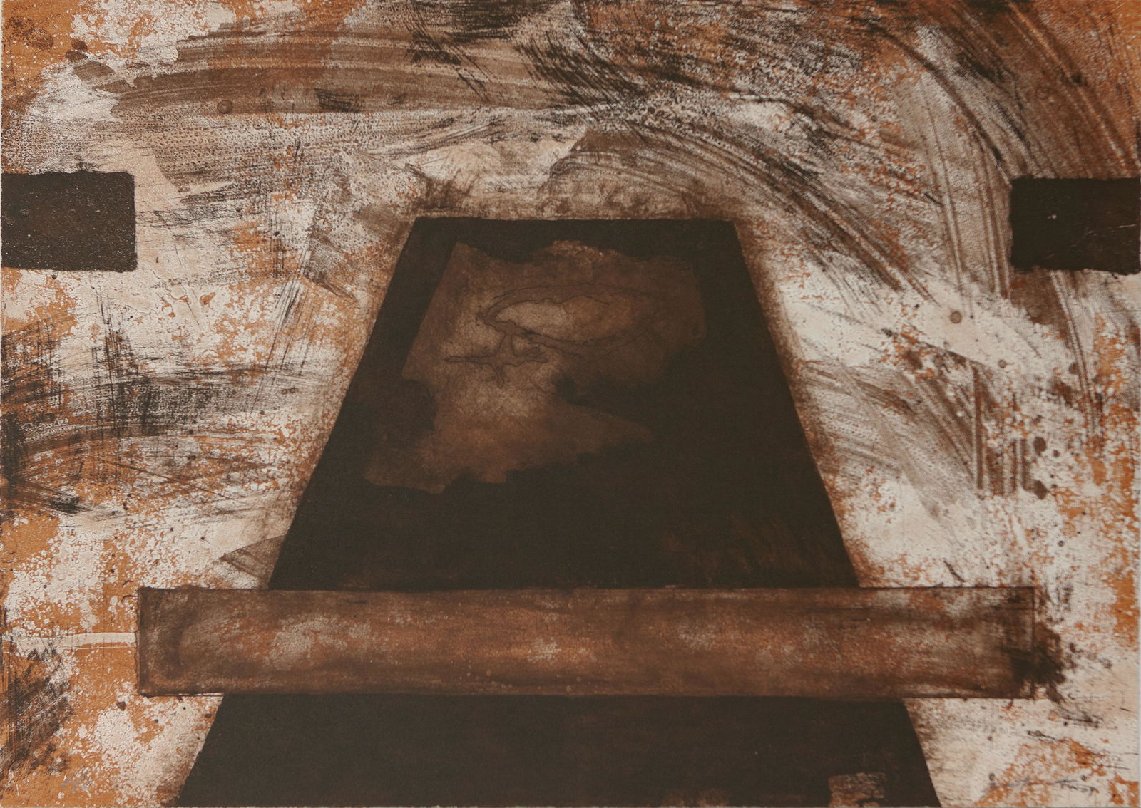 José Luis Bustamante, Mexican, engraving, 2004: Artist: José Luis Bustamante (Mexico, 1955) Title: Templo (cafe) Date: 2004 Medium: engraving Dimensions: 19.7 x 27.6 in. (50 x 70 cm.) Reserve: $400.00 Shipping: Domestic: Flat-rate of $25.00 to