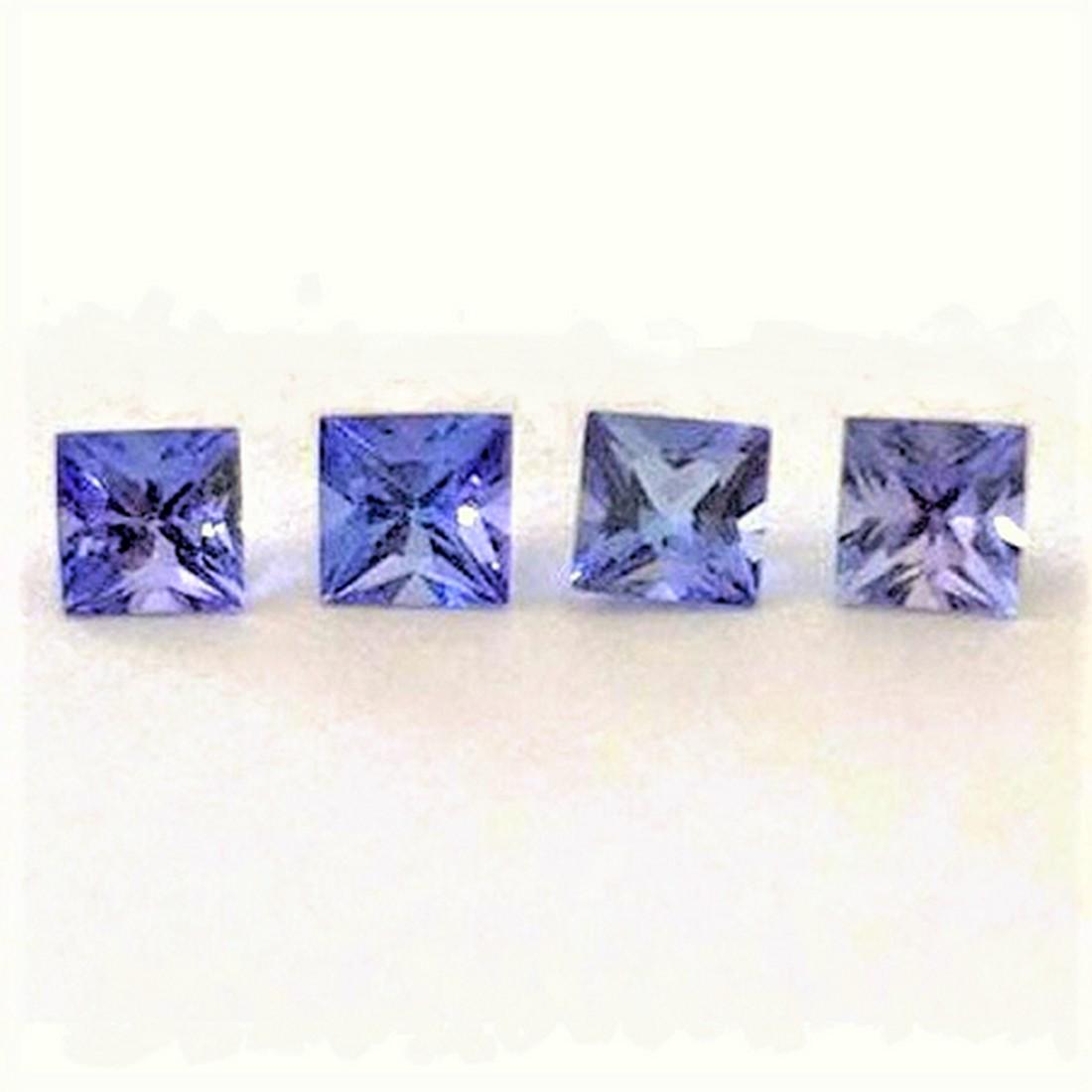 Lot of 4 Natural Tanzanite Unheated Square cut (1 of 2)