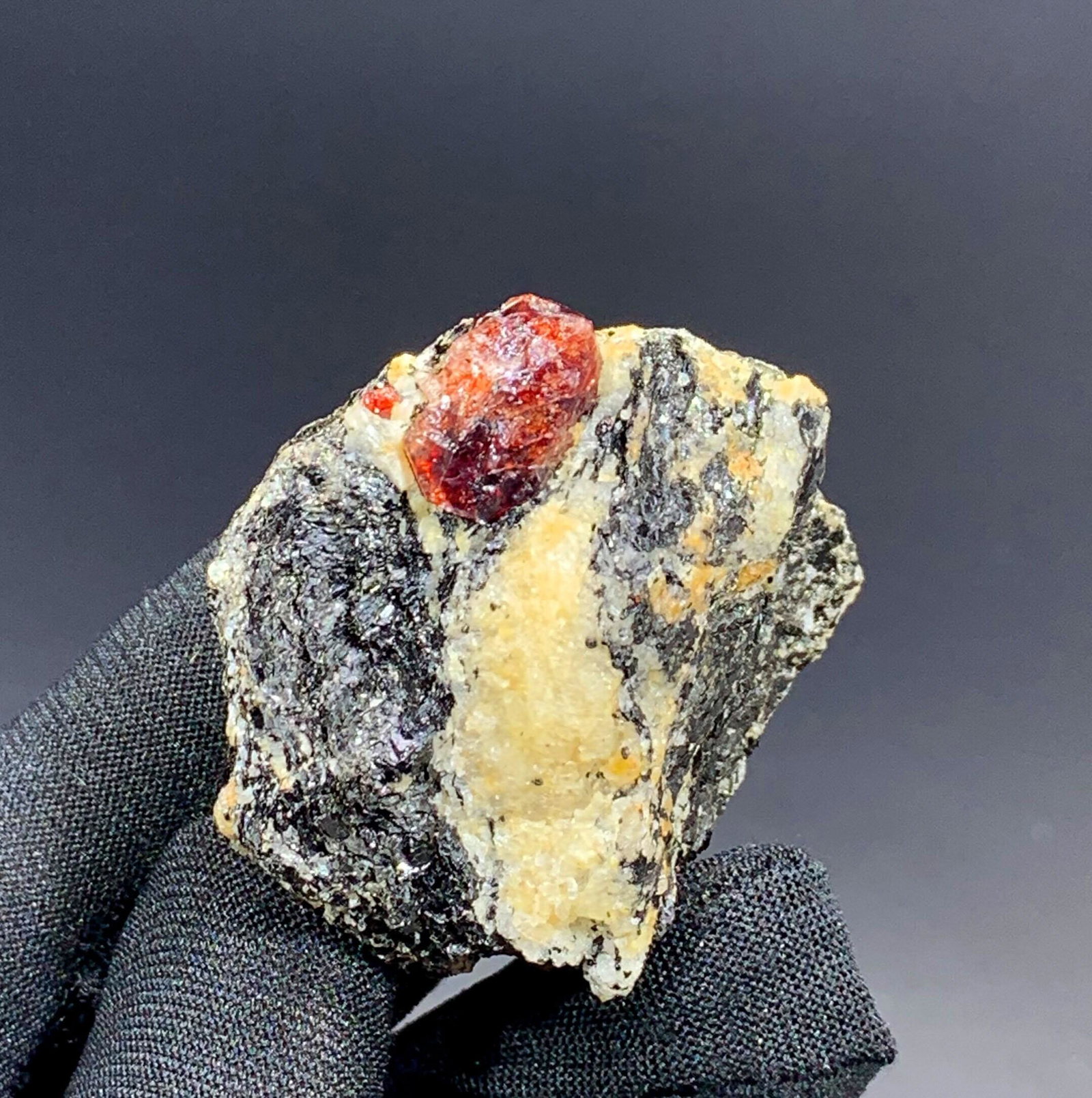Zircon Crystal , Terminated Blood Red Color Rare Zircon Crystals On Matrix Specimen 58 gram From (1 of 5)