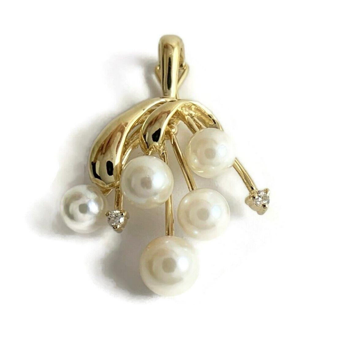 Estate Pearl Diamond Dagger Necklace Pendant Charm 14K Yellow Gold, 3.53 Grams (1 of 9)
