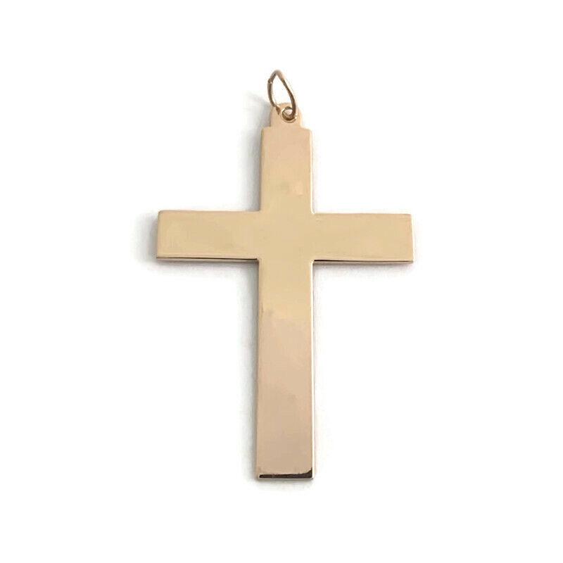 Plain Flat Cross Religious Necklace Pendant Charm 18K Pink Rose Gold, 2.57 Gram (1 of 9)