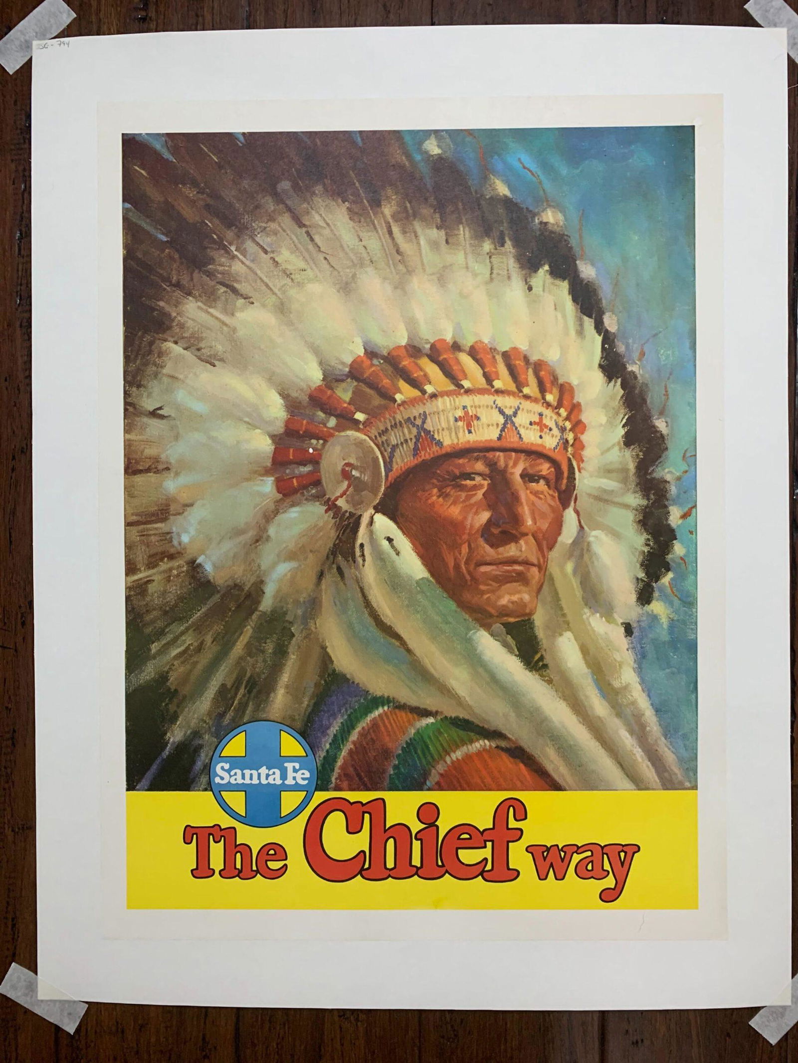 Santa Fe - The Chief Way (1950's) 17.5" X 23.5" US Travel Poster - LB (1 of 4)