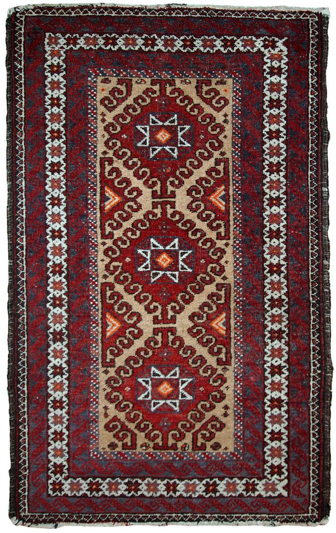Handmade vintage Afghan Ersari rug 1.7' x 2.9' (54cm x 91cm) 1940s (1 of 11)