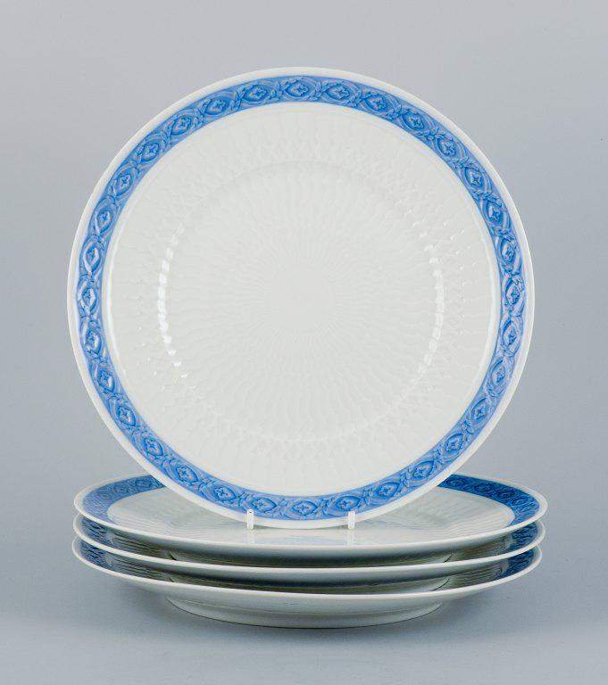 Royal Copenhagen Blue Fan, four dinner plates.: Royal Copenhagen Blue Fan, four dinner plates. 1969-74. Designed by Arnold Krog in 1909. Model number 1212/11519. Marked. In perfect condition. First factory quality. Dimensions: 25.5 cm. Reserve: $25