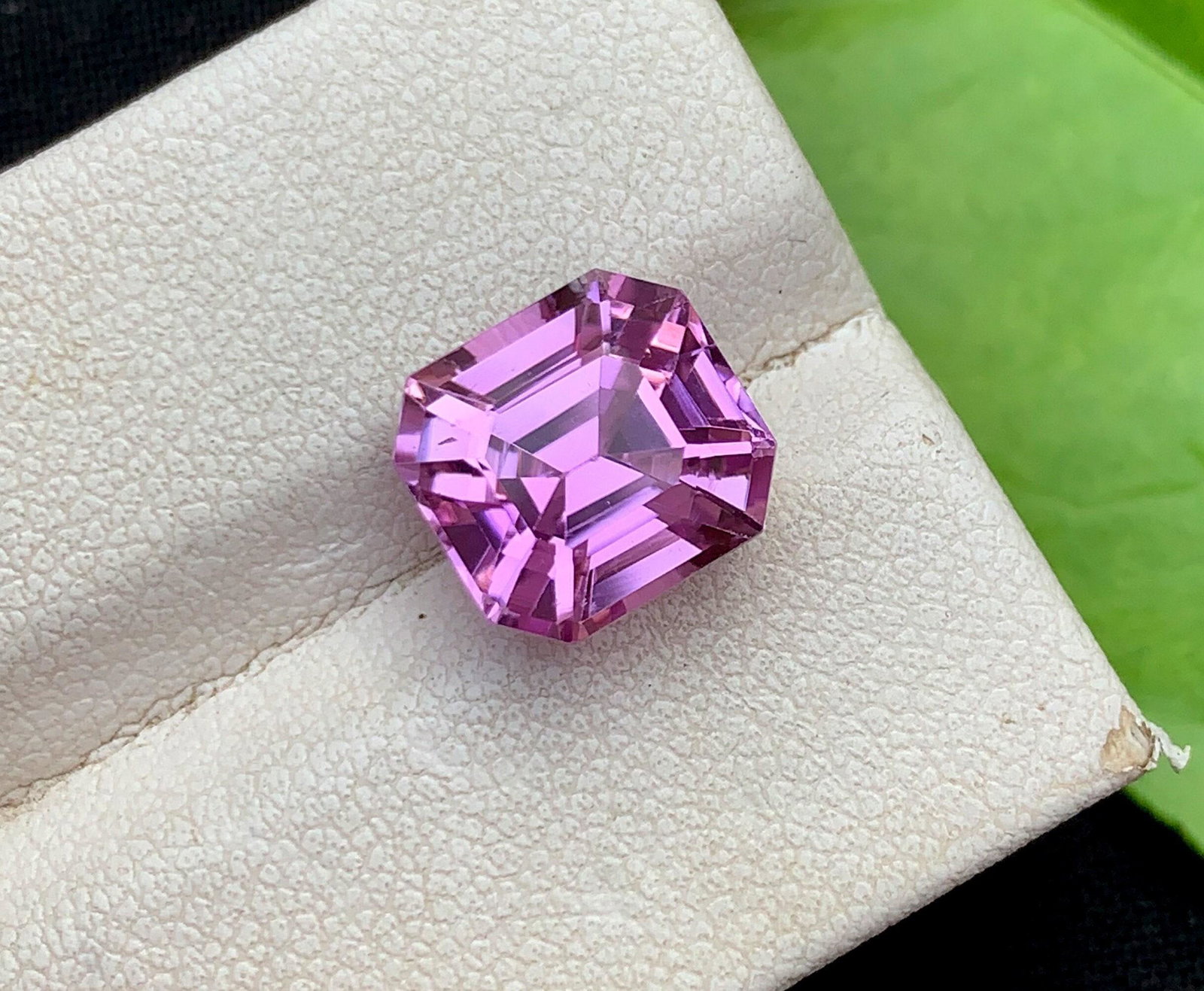 Natural Fuchsia Pink Kunzite Loose Gemstone , Square Emerald Shape Kunzite , Fine Cut For Jewelry , (1 of 4)