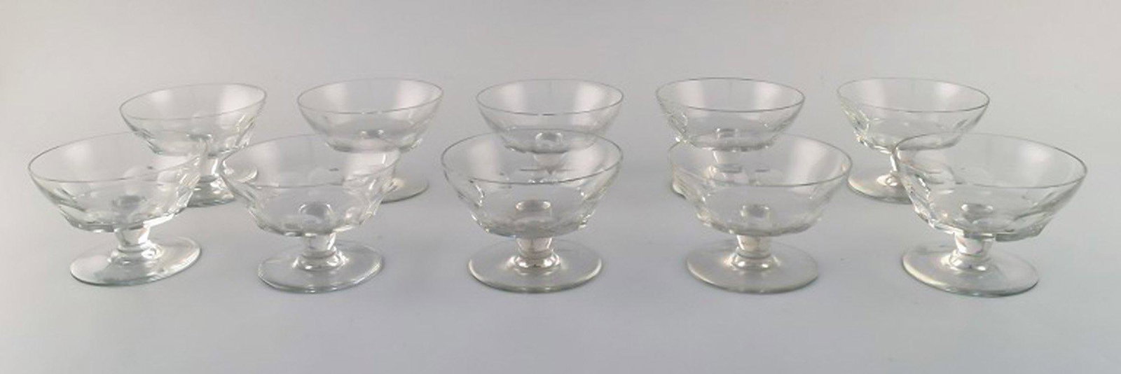 Baccarat, France. Ten facet cut art deco glasses. Art glass, 1930 / 40's.: Baccarat, France. Ten facet cut art deco glasses. Art glass, 1930 / 40's. Measures: 9.5 x 6.5 cm. In very good condition. Stamped. Reserve: $294.00 Shipping: Domestic: Shipping rates are determined by