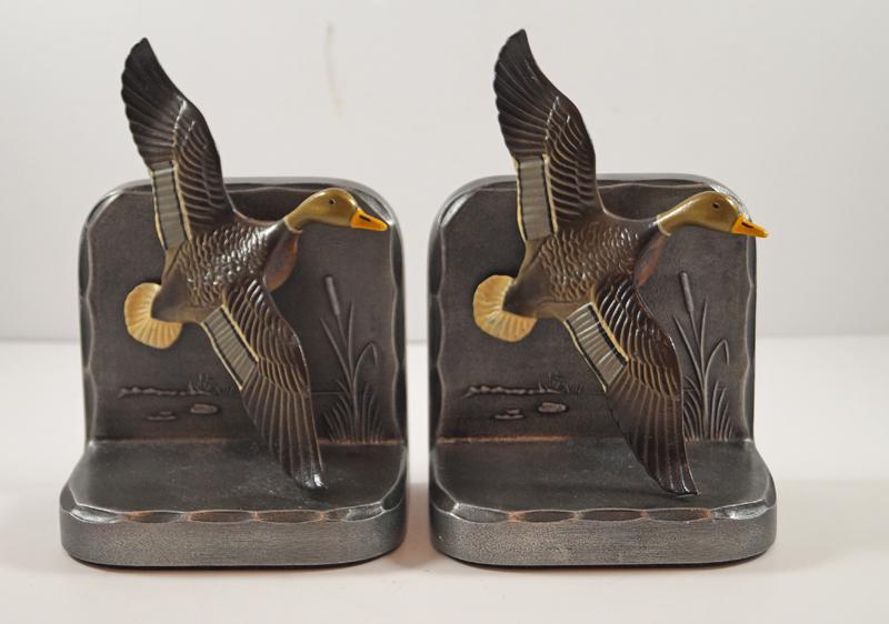 Antique Flying Mallard Duck Cast Metal Bookends (1 of 6)