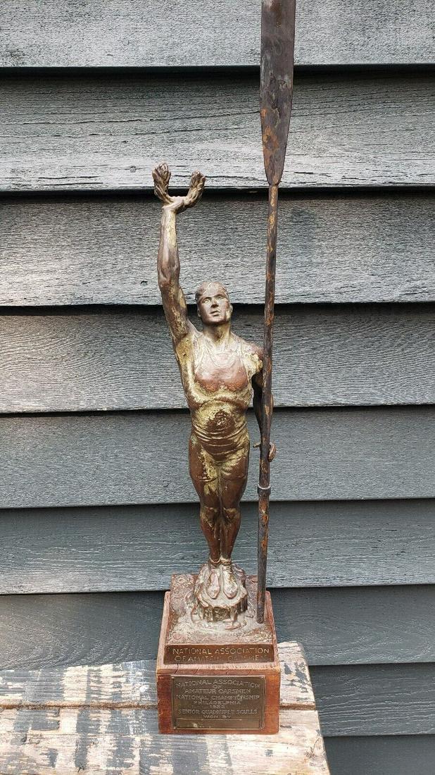 Oarsman trophy scull NAAO National championship trophy figural copper Lambert: Amazing piece in very good condition. Fantastic look with copper patina. I was told oar was replaced it looks great to me. 27" tall Weighs approximately 5 lbs. Shipping includes insurance. Shipping: D