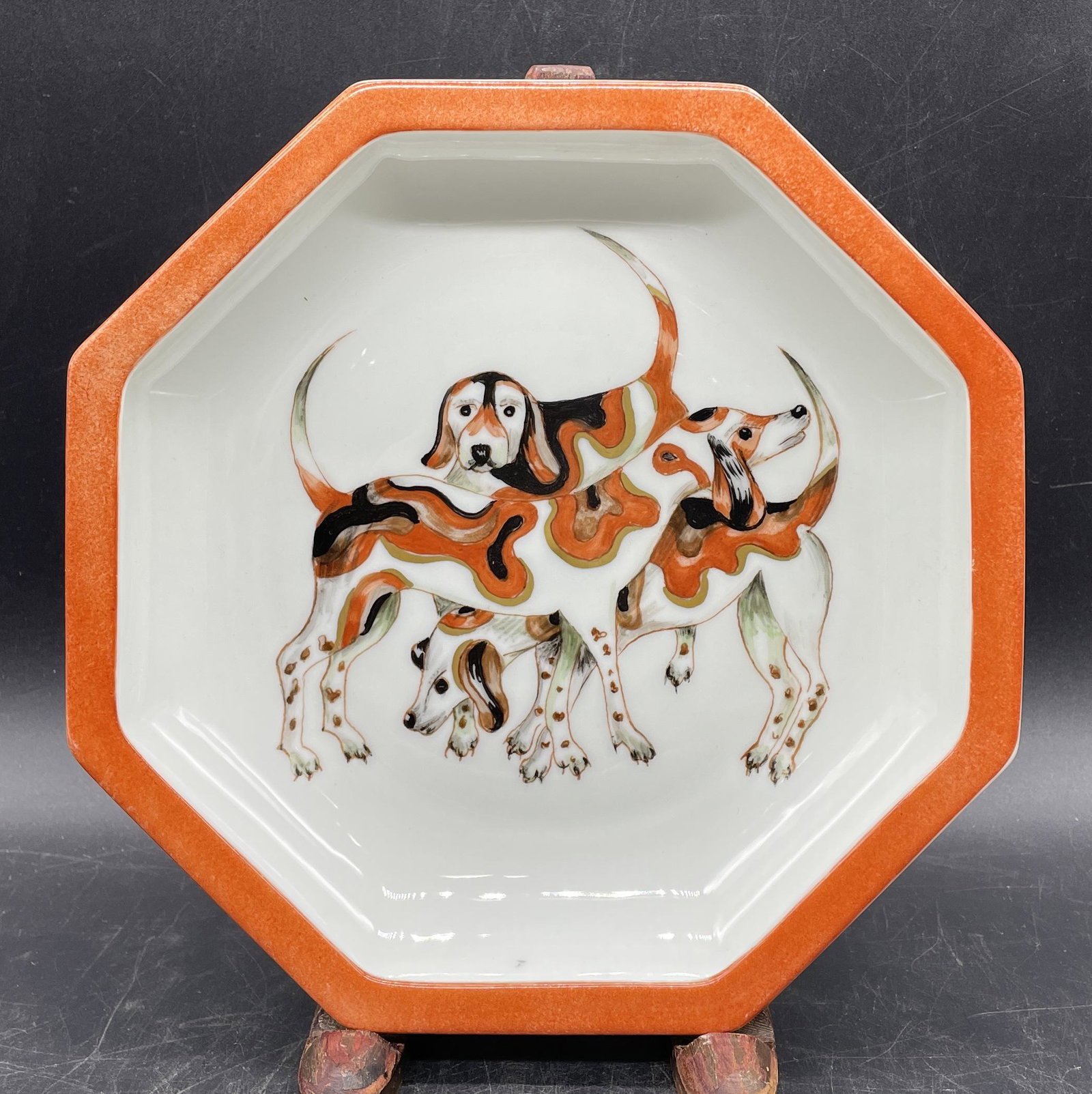 Midcentury Handpainted Limoges France Dish with Hound Dogs (1 of 7)