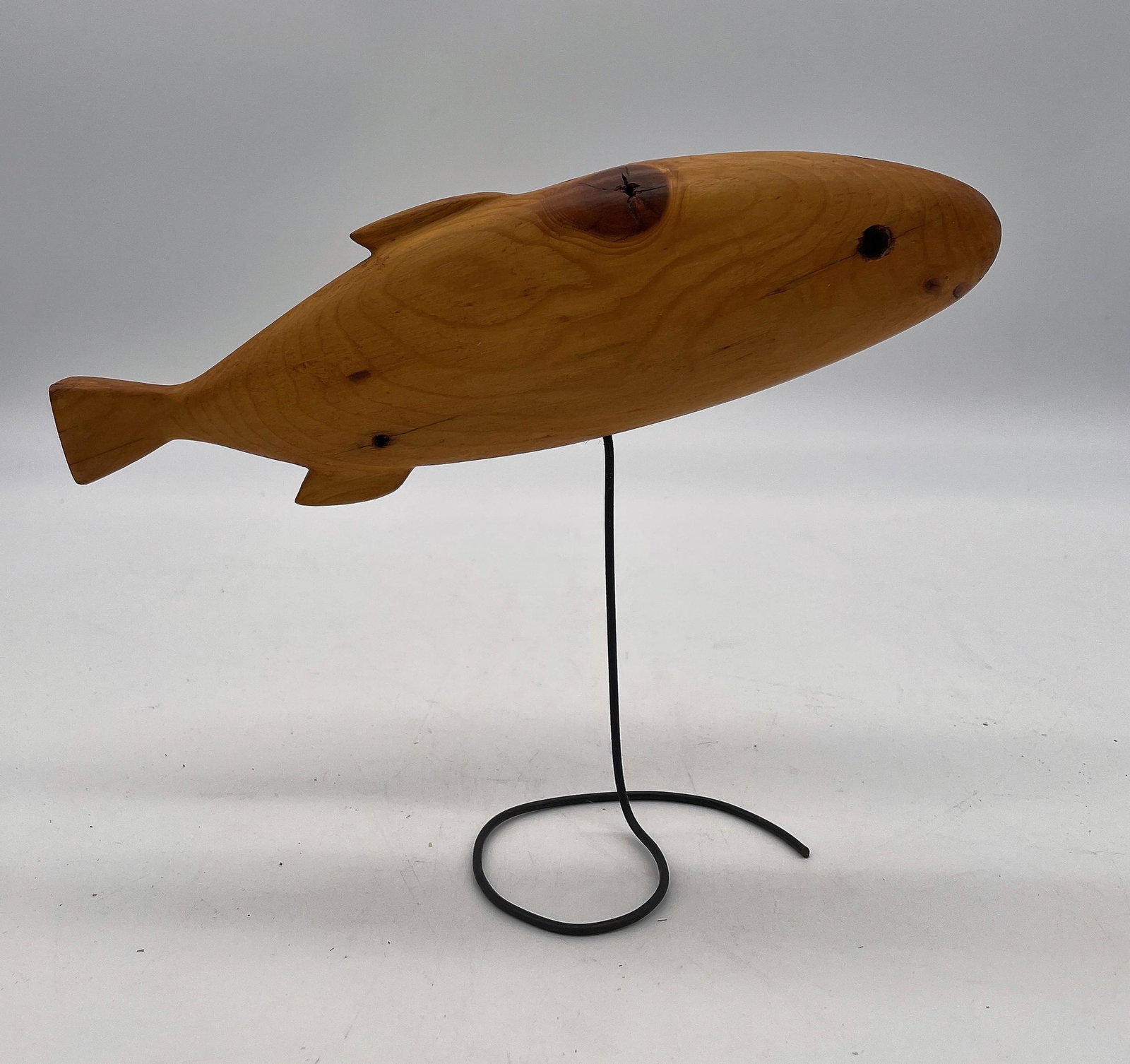 FOLK ART CARVED FISH ON STAND (1 of 7)