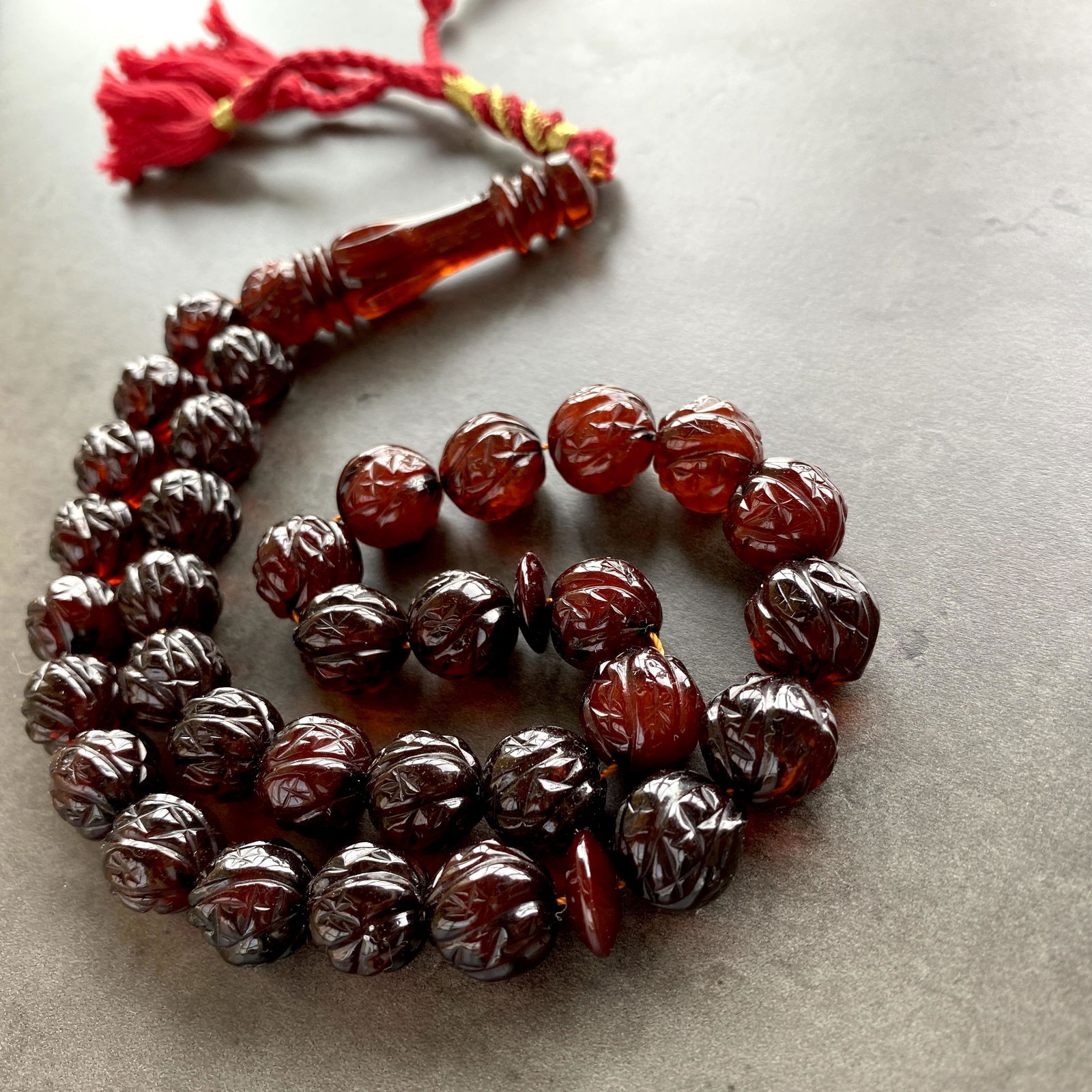 Extraordinary Amber Tesbih made from Hand Carved Amber beads (1 of 7)