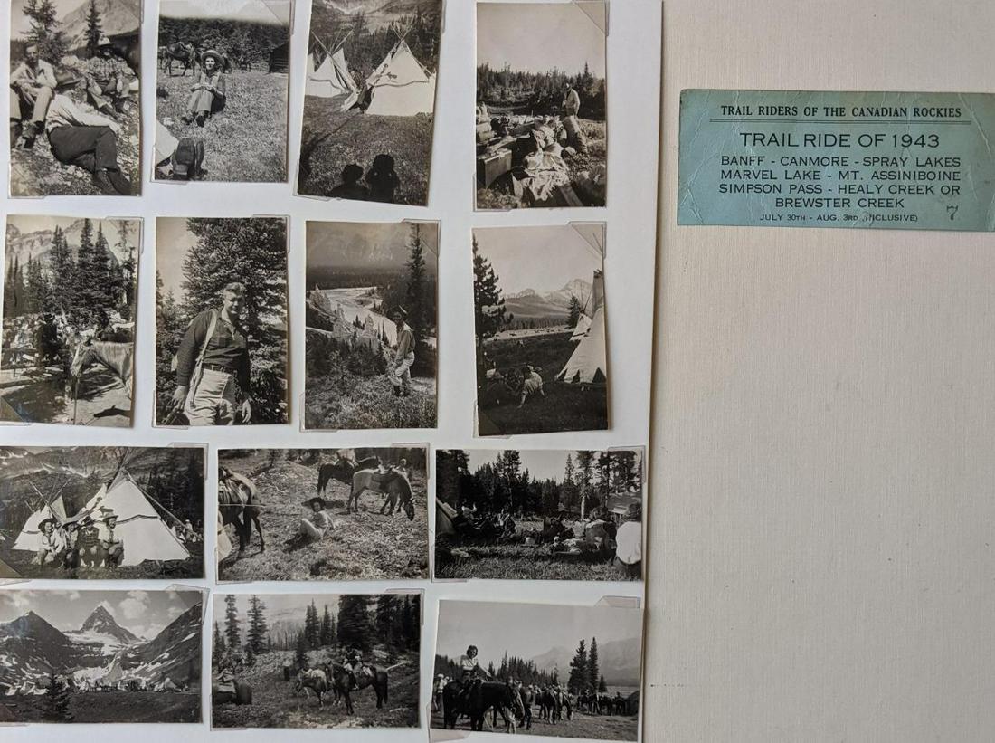 LOT of 20 SNAPSHOT s 1943 CANADIAN ROCKIES TRAIL RIDE MOUNTAIN HORSES TEEPEE etc (1 of 7)
