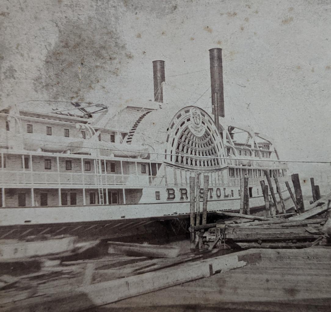 ca. 1866 LUXURY SIDEWHEEL STEAM BOAT STEAMER BRISTOL NARRAGANSETT BAY, RI NY BAY (1 of 3)