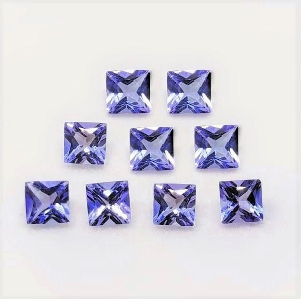 Lot of 9 Natural Tanzanite Unheated Square cut (1 of 3)