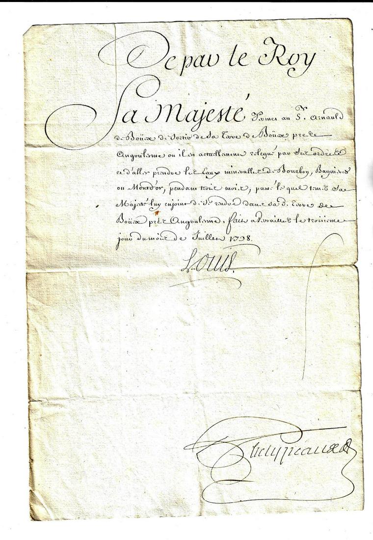 1738 Manuscript Signed King Louis XV Pontchartrain (1 of 1)