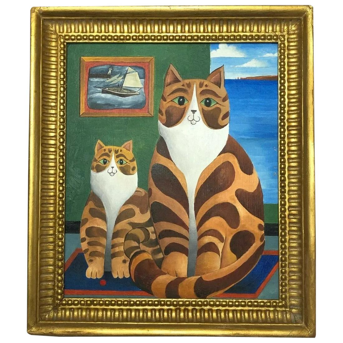 Impressionism Oil Painting "Cornish Ginger Striped Cats" After Martin Leman (1 of 12)