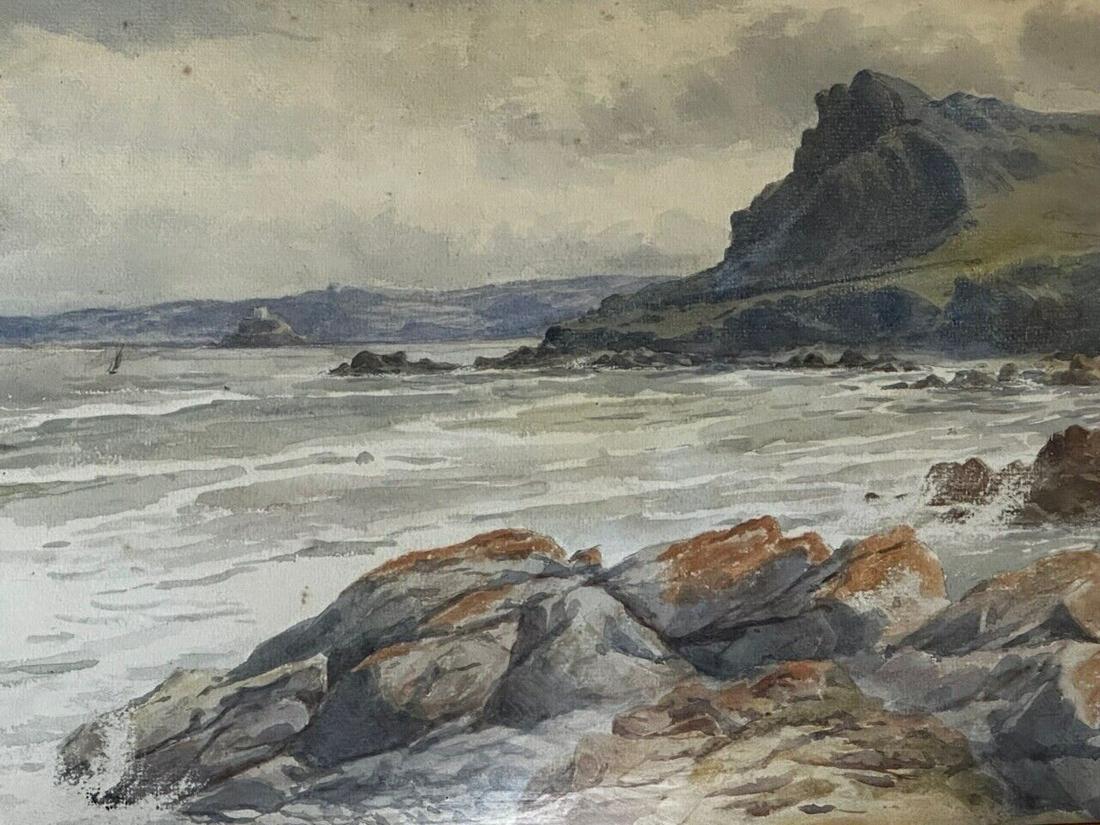 Watercolour Nautical Marine Cornwall Rocky Cliff Shoreline By A E Newling C1920: Watercolour Nautical Marine Cornwall Rocky Cliff Shoreline By A E Newling C1920 1 Fine British Antique Watercolour Cornish Nautical South Coast Cornwall Rocky Cliff Shoreline Landscape By A E Newling.