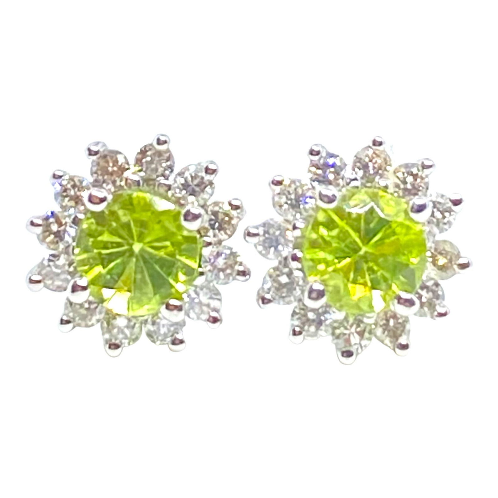 14k diamond and peridot halo earrings (1 of 10)