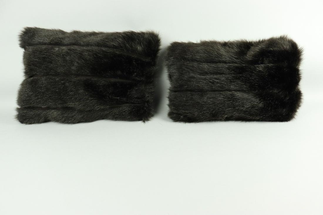 SET OF 2 BLACK MINK FUR PILLOWS (1 of 4)