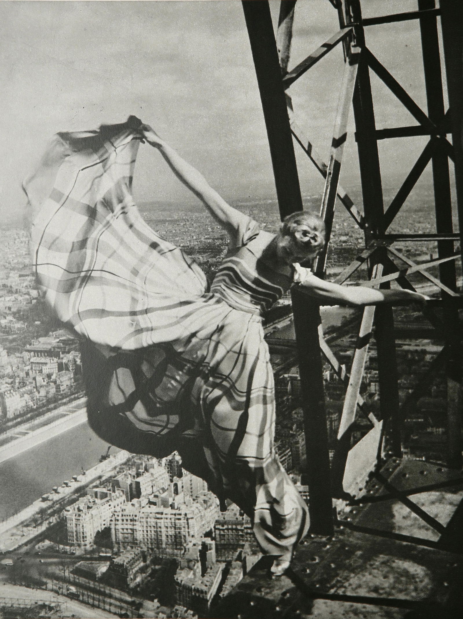 Erwin Blumenfeld: Model Lisa Fonsaagrives Eiffel Tower Lelong Dress Paris 1939: Artist: Erwin Blumenfeld Title: Model Lisa Fonsaagrives Eiffel Tower Lelong Dress Paris 1939 Medium: Printed in 1979 Heavy weight paper Print Date: Vintage Photogravure Print Origin: Printed in Italy