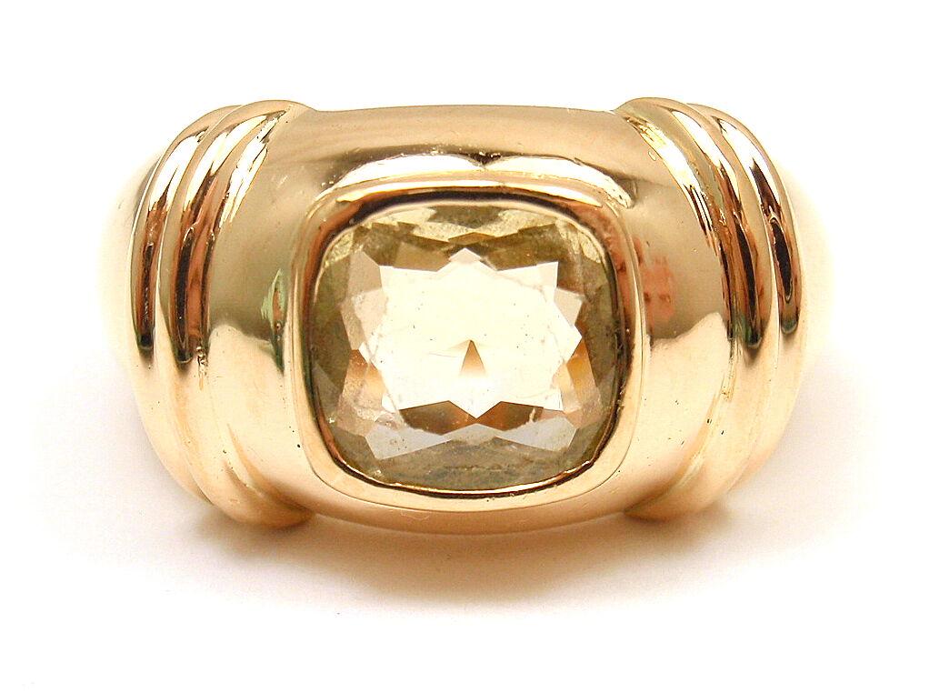 AUTHENTIC POIRAY 18K YELLOW GOLD LEMON GREEN QUARTZ RING, SIZE 6.5 (1 of 10)