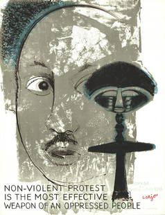 Bernard Lorjou - Homage to Martin Luther King - 1970 Lithograph - SIGNED 26.5" x 20": Homage to Martin Luther King by Bernard Lorjou, 1970 Signed Lithograph. Paper size is 26.5 x 20 inches, with an image size of 26.5 x 20 inches. The Lithograph is from an unknown edition size. and is n