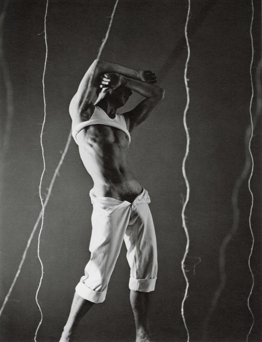 GEORGE PLATT-LYNES - Male Nude as Dying Slave, 1952: Artist: George Platt-Lynes Title: Male Nude as Dying Slave, 1952 Medium: Photo Litho, 1993, USA Dimensions: 6.5x8.45" Description: Heat Wax Mounted on 8.5x11" Conservation Board Artist Bio: George Pla