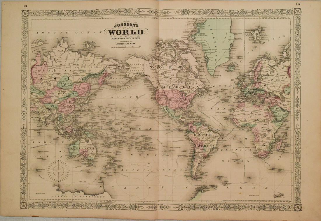 1866 Johnson's World on Mercator's Projection (1 of 1)