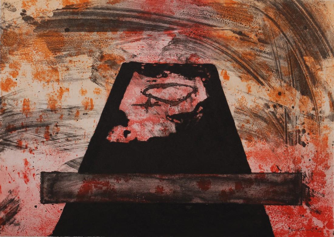 José Luis Bustamante, Mexican, engraving, 2004: Artist: José Luis Bustamante (Mexico, 1955) Title: Templo (naranja/rojo) Date: 2004 Medium: engraving Dimensions: 19.7 x 27.6 in. (50 x 70 cm.) Reserve: $400.00 Shipping: Domestic: Flat-rate of $