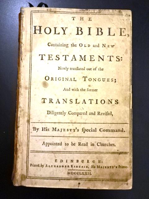 1772 The Holy Bible Old and New Testament Edinburgh (1 of 3)