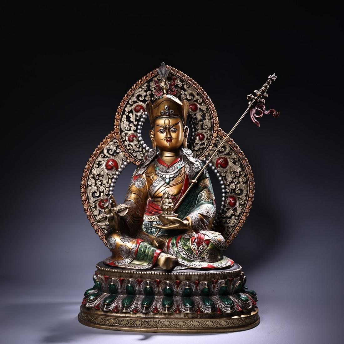 Tibetan Buddhism Gilt Gold Bronze Colored Drawing Tara Buddha Statue (1 of 9)